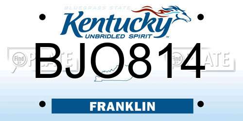 BJO814 Kentucky License Plate