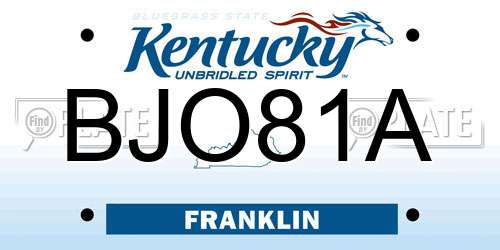 BJO81A Kentucky License Plate