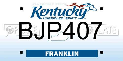 BJP407 Kentucky License Plate