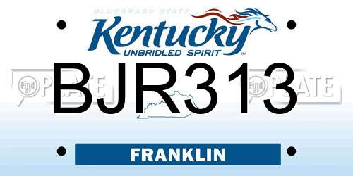 BJR313 Kentucky License Plate