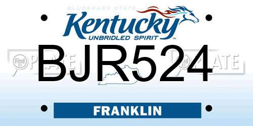 BJR524 Kentucky License Plate