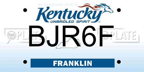 BJR6F Kentucky License Plate