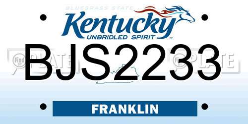 BJS2233 Kentucky License Plate