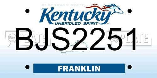 BJS2251 Kentucky License Plate