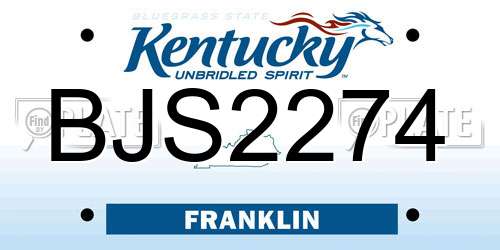 BJS2274 Kentucky License Plate