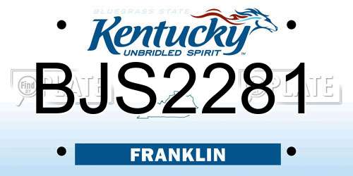 BJS2281 Kentucky License Plate