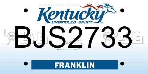 BJS2733 Kentucky License Plate