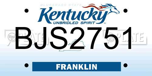 BJS2751 Kentucky License Plate