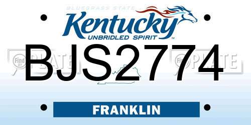BJS2774 Kentucky License Plate