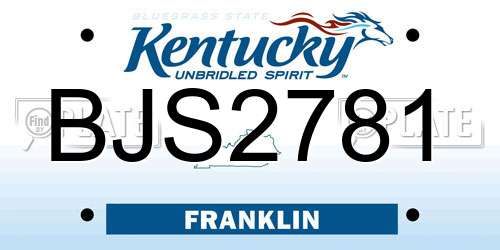 BJS2781 Kentucky License Plate