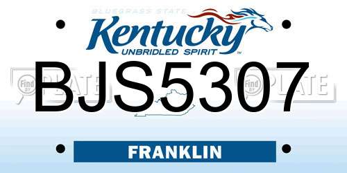 BJS5307 Kentucky License Plate