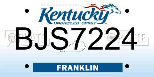 BJS7224 Kentucky License Plate