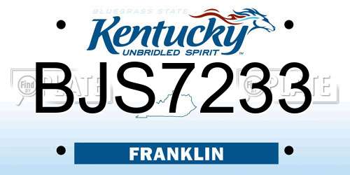 BJS7233 Kentucky License Plate