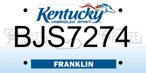 BJS7274 Kentucky License Plate