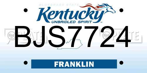 BJS7724 Kentucky License Plate