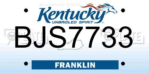 BJS7733 Kentucky License Plate