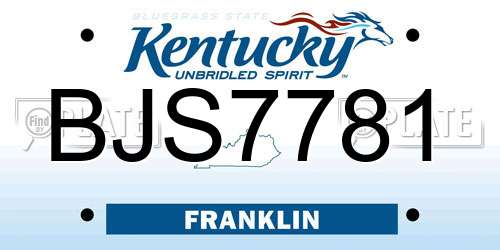 BJS7781 Kentucky License Plate
