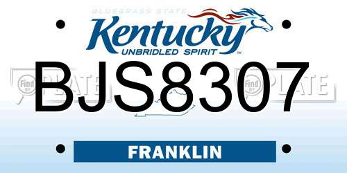BJS8307 Kentucky License Plate