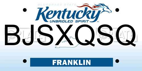 BJSXQSQ Kentucky License Plate