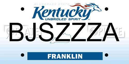 BJSZZZA Kentucky License Plate