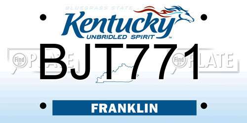 BJT771 Kentucky License Plate