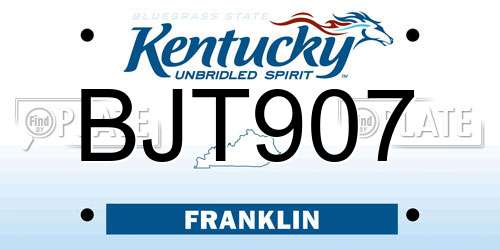 BJT907 Kentucky License Plate