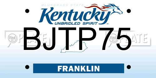 BJTP75 Kentucky License Plate