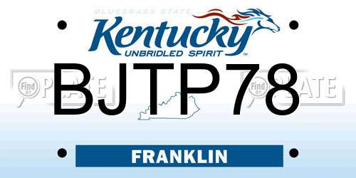 BJTP78 Kentucky License Plate