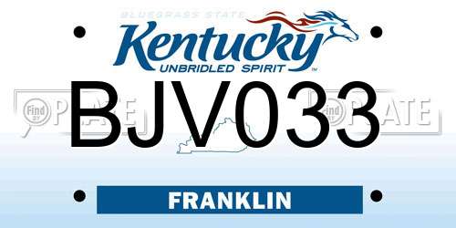 BJV033 Kentucky License Plate