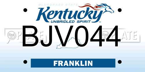 BJV044 Kentucky License Plate