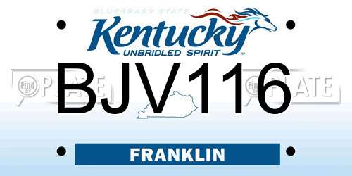 BJV116 Kentucky License Plate