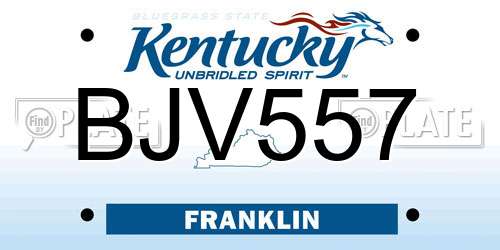 BJV557 Kentucky License Plate