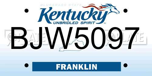 BJW5097 Kentucky License Plate