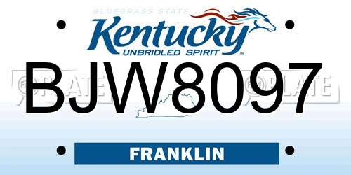BJW8097 Kentucky License Plate