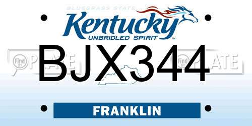 BJX344 Kentucky License Plate