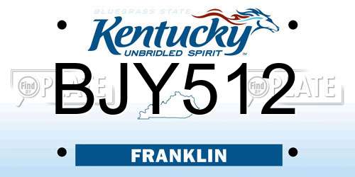 BJY512 Kentucky License Plate