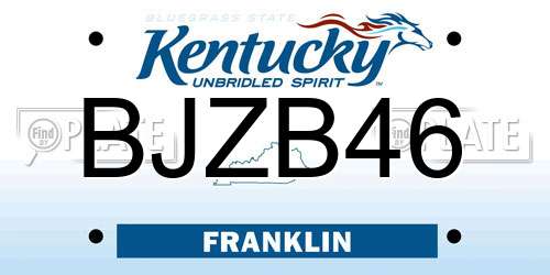 BJZB46 Kentucky License Plate