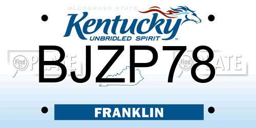 BJZP78 Kentucky License Plate