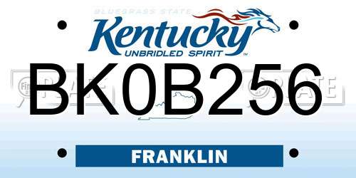 BK0B256 Kentucky License Plate