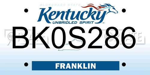 BK0S286 Kentucky License Plate