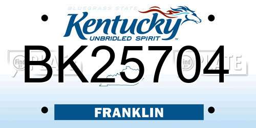 BK25704 Kentucky License Plate