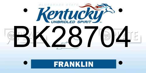 BK28704 Kentucky License Plate