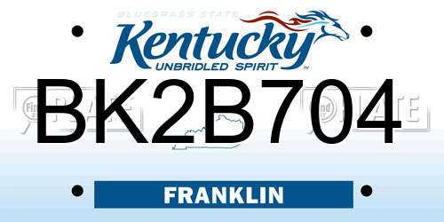 BK2B704 Kentucky License Plate
