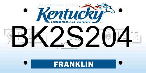 BK2S204 Kentucky License Plate