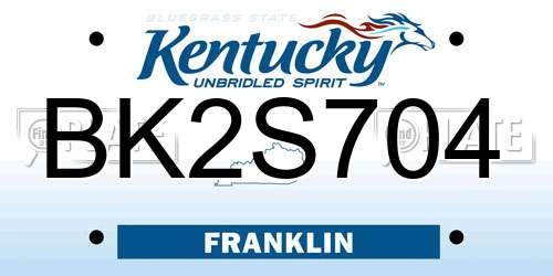 BK2S704 Kentucky License Plate