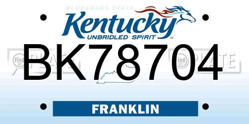 BK78704 Kentucky License Plate