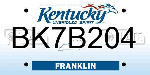 BK7B204 Kentucky License Plate