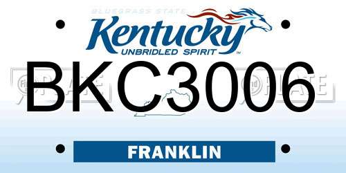 BKC3006 Kentucky License Plate