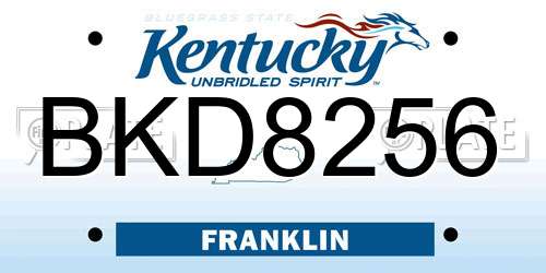 BKD8256 Kentucky License Plate