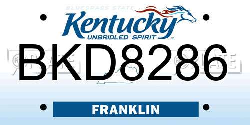 BKD8286 Kentucky License Plate